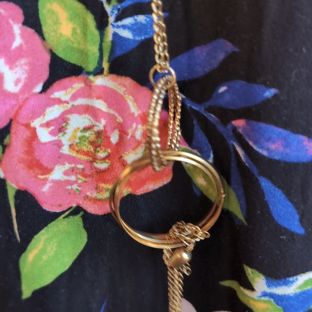 Bobbie Brooks Black Floral Short Sleeve Maxi Dress with Built-in Necklace Sz XL - Picture 3 of 5